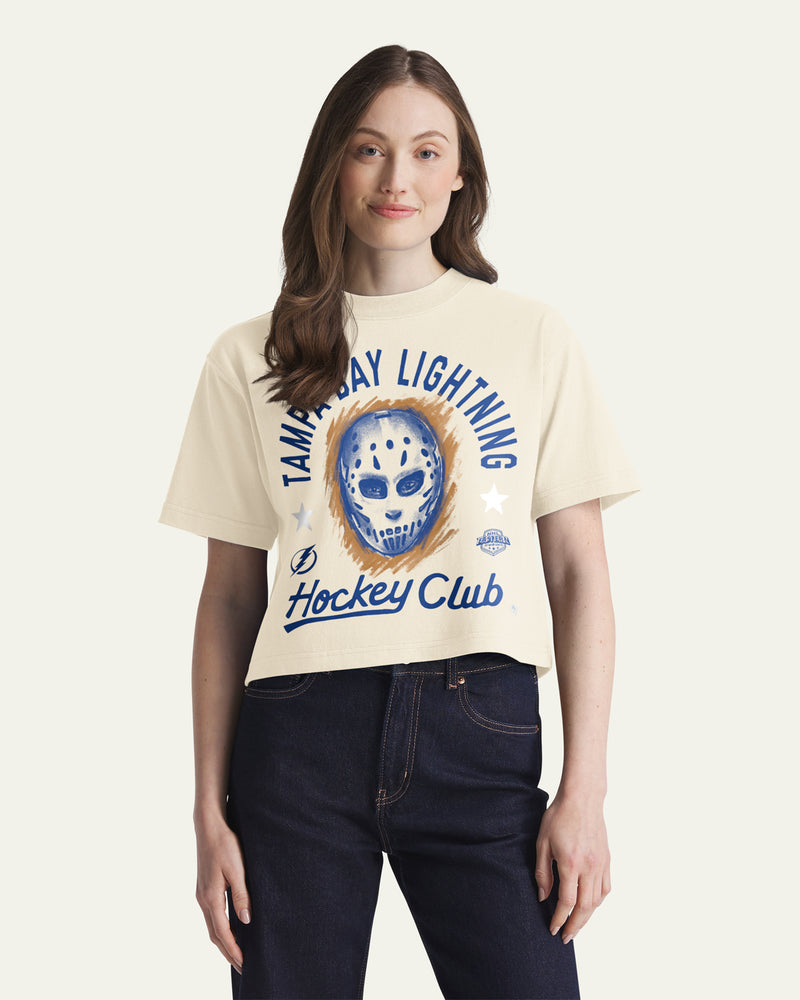 TAMPA BAY LIGHTNING ARCH MASK '47 FOUNDATION CROP TEE WOMENS