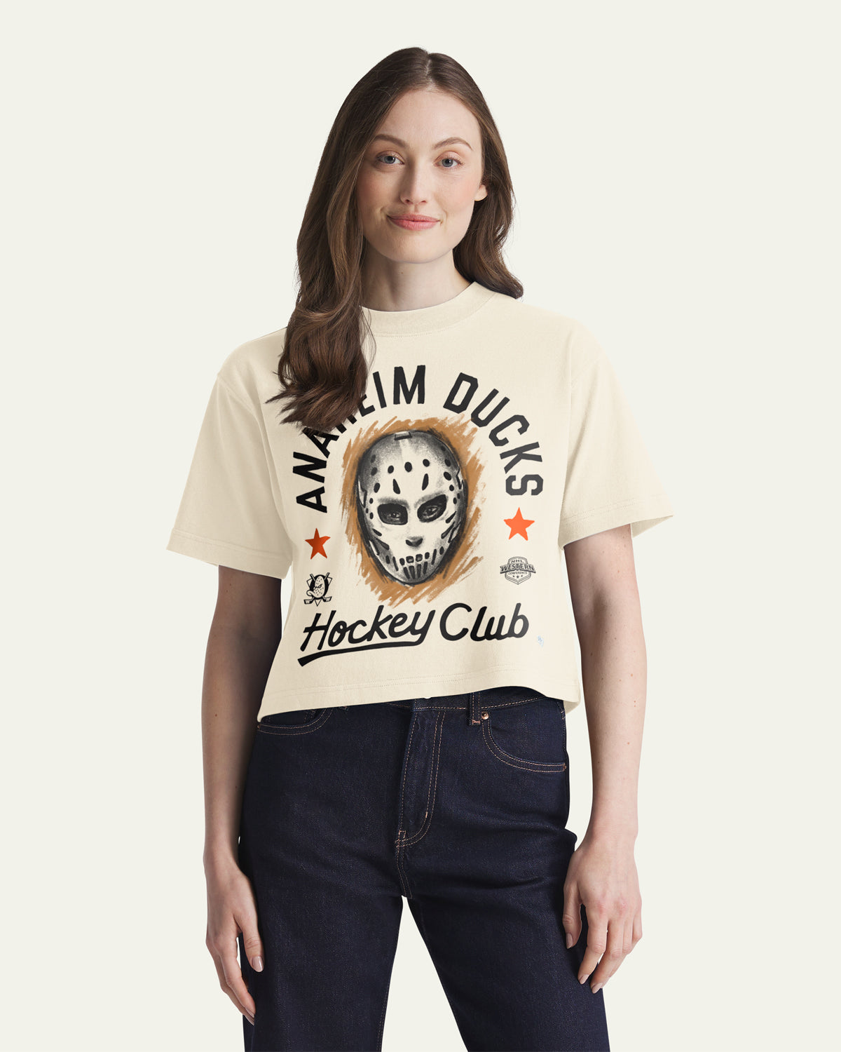 ANAHEIM DUCKS ARCH MASK '47 FOUNDATION CROP TEE WOMENS