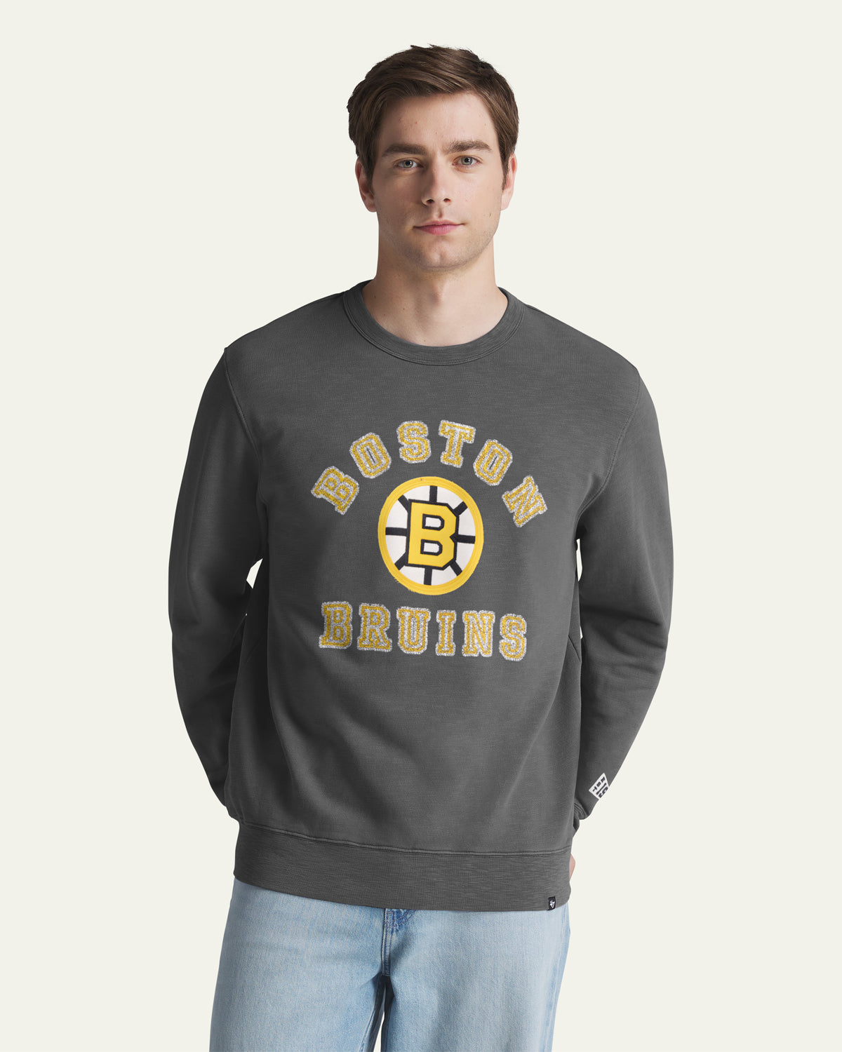 BOSTON BRUINS VINTAGE CALDERWOOD WELL WORN '47 FRENCH TERRY CREW