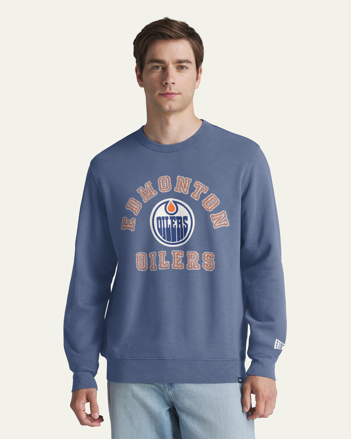 EDMONTON OILERS VINTAGE CALDERWOOD WELL WORN '47 FRENCH TERRY CREW
