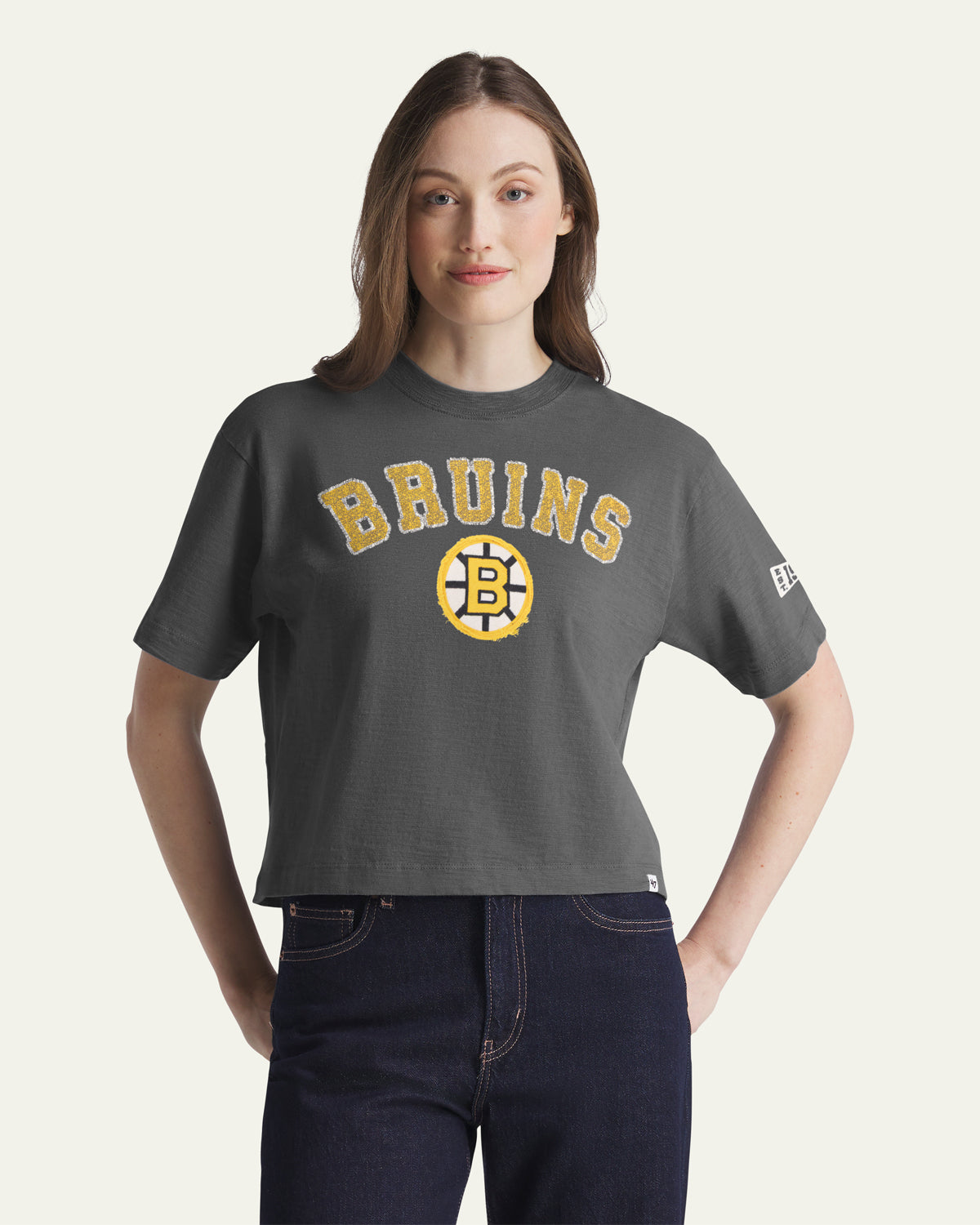 BOSTON BRUINS VINTAGE ELMORE WELL WORN '47 HEAVY SLUB TEE WOMENS