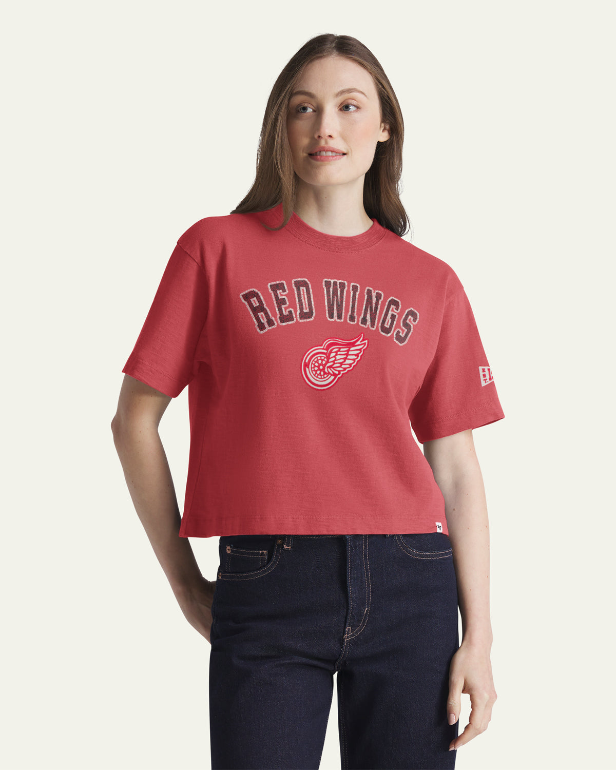 DETROIT RED WINGS VINTAGE ELMORE WELL WORN '47 HEAVY SLUB TEE WOMENS