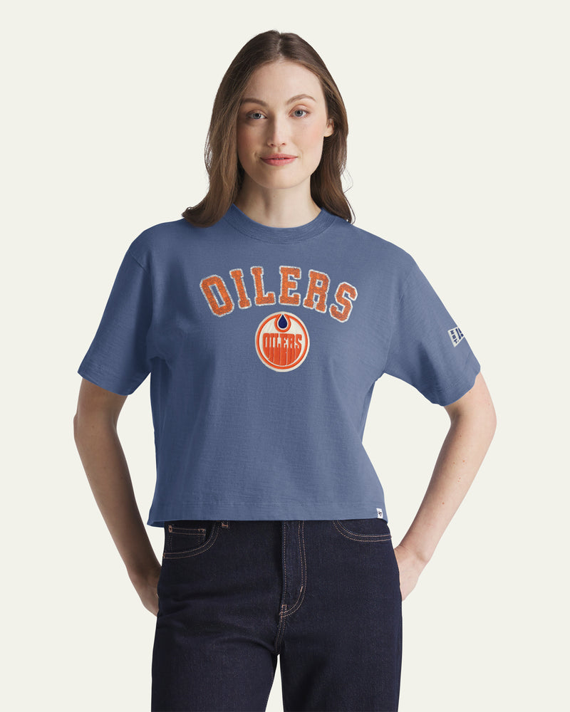 EDMONTON OILERS VINTAGE ELMORE WELL WORN '47 HEAVY SLUB TEE WOMENS