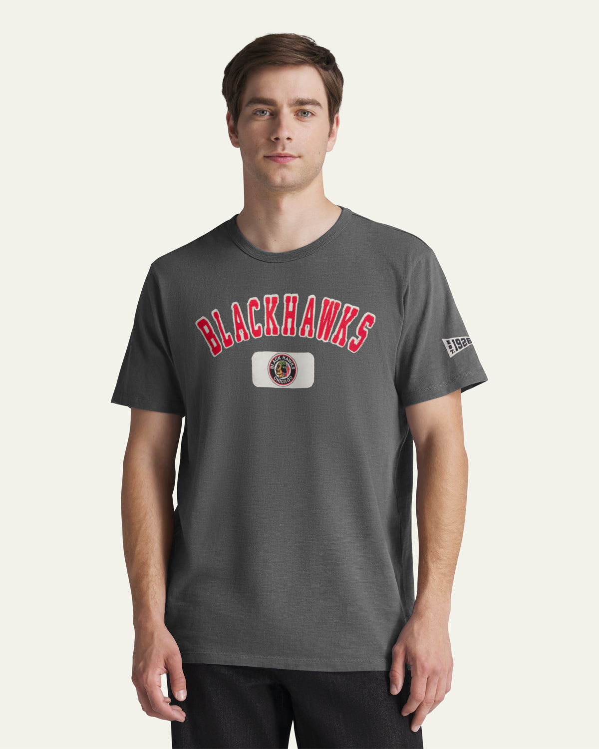 CHICAGO BLACKHAWKS VINTAGE SEYMOORE WELL WORN '47 HEAVY SLUB TEE