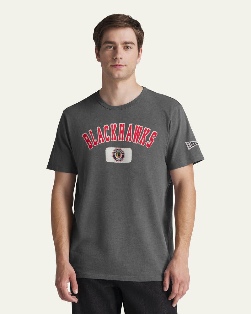 CHICAGO BLACKHAWKS VINTAGE SEYMOORE WELL WORN '47 HEAVY SLUB TEE
