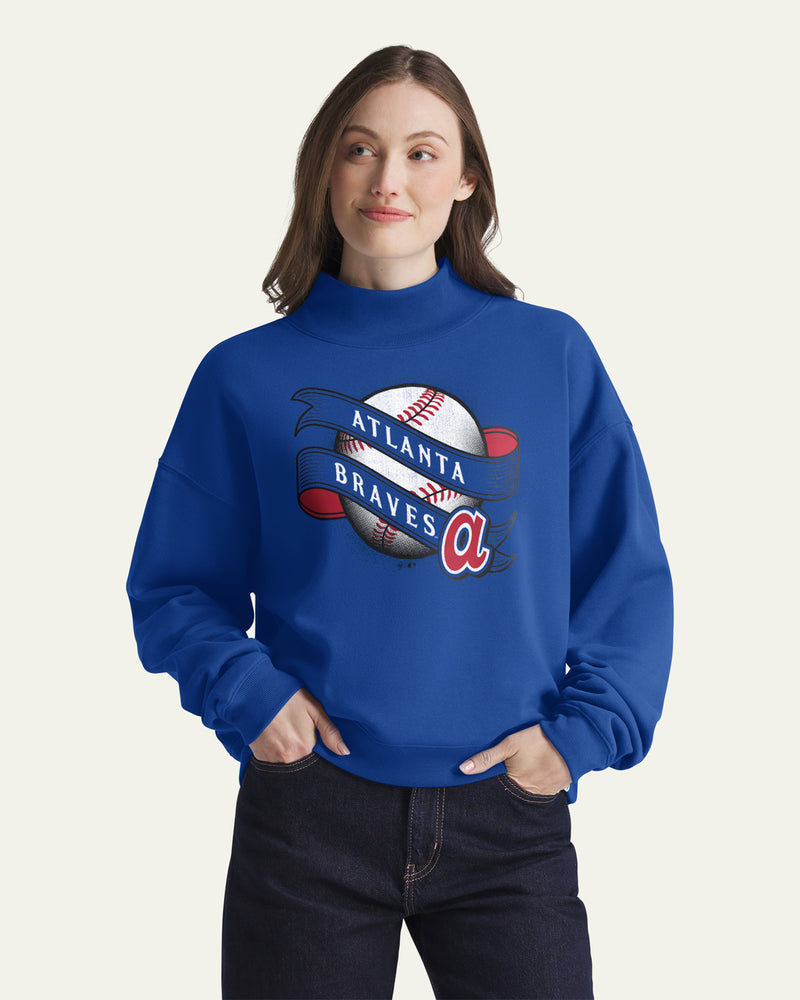 ATLANTA BRAVES COOPERSTOWN VARSITY HOUSE '47 WOMEN'S MOCK NECK PULLOVER