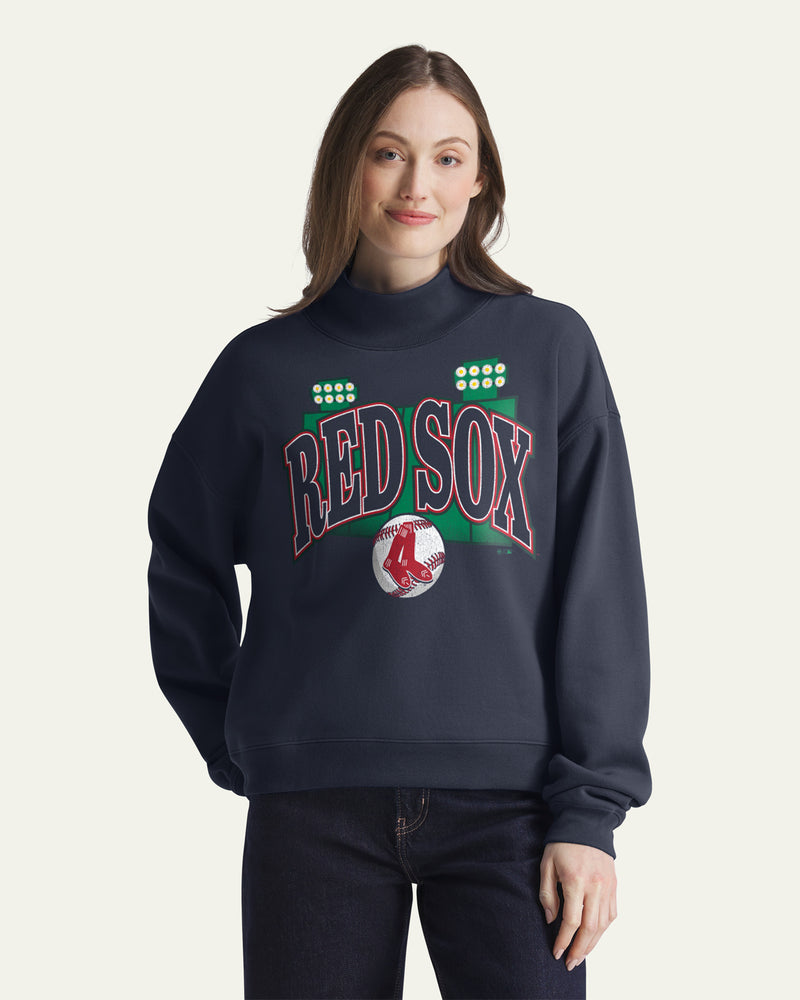 BOSTON RED SOX COOPERSTOWN VARSITY HOUSE '47 WOMEN'S MOCK NECK PULLOVER