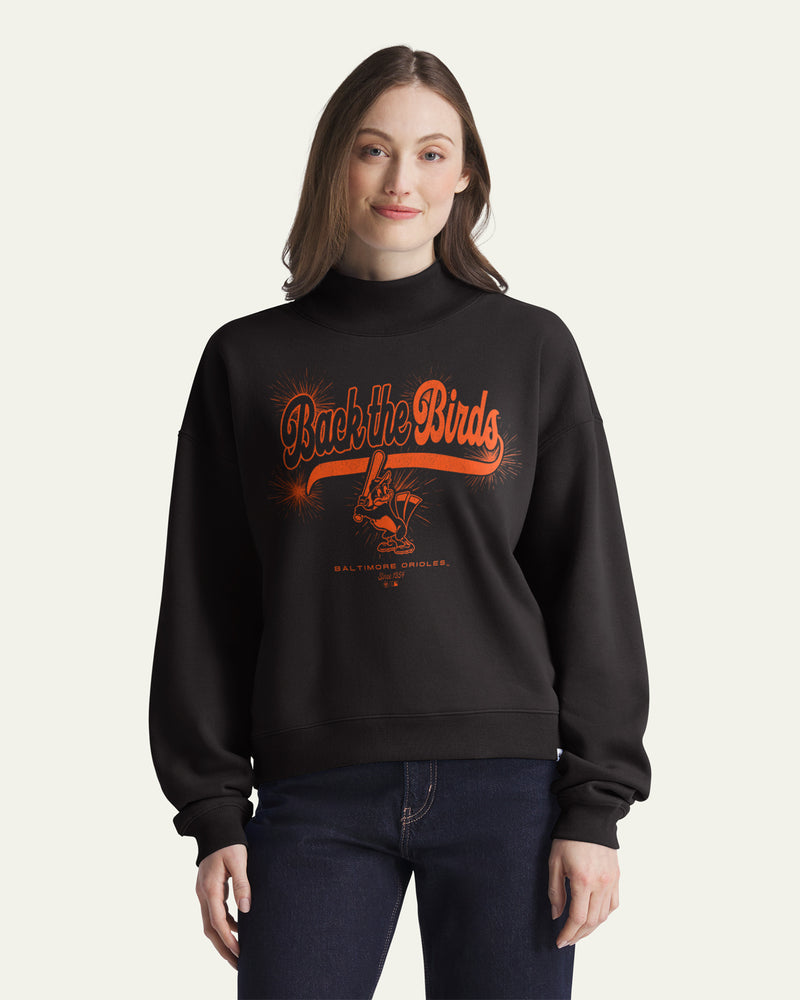 BALTIMORE ORIOLES COOPERSTOWN VARSITY HOUSE '47 WOMEN'S MOCK NECK PULLOVER