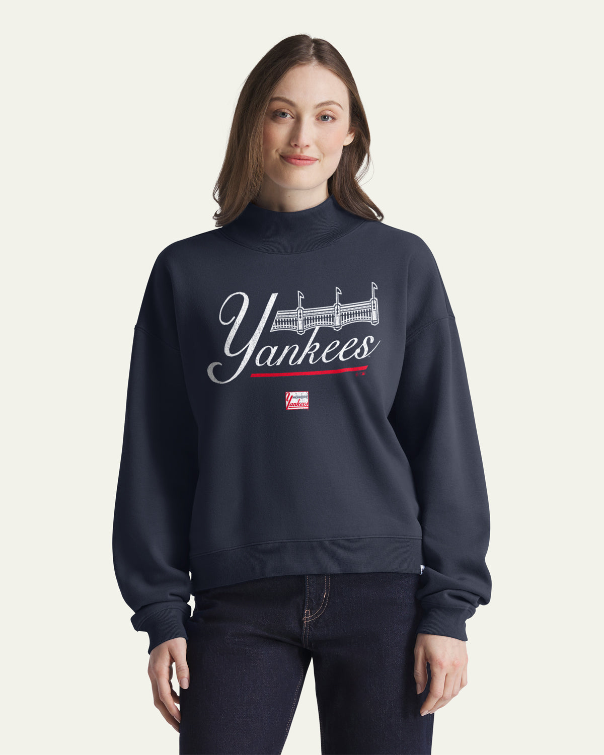 NEW YORK YANKEES COOPERSTOWN VARSITY HOUSE '47 WOMEN'S MOCK NECK PULLOVER