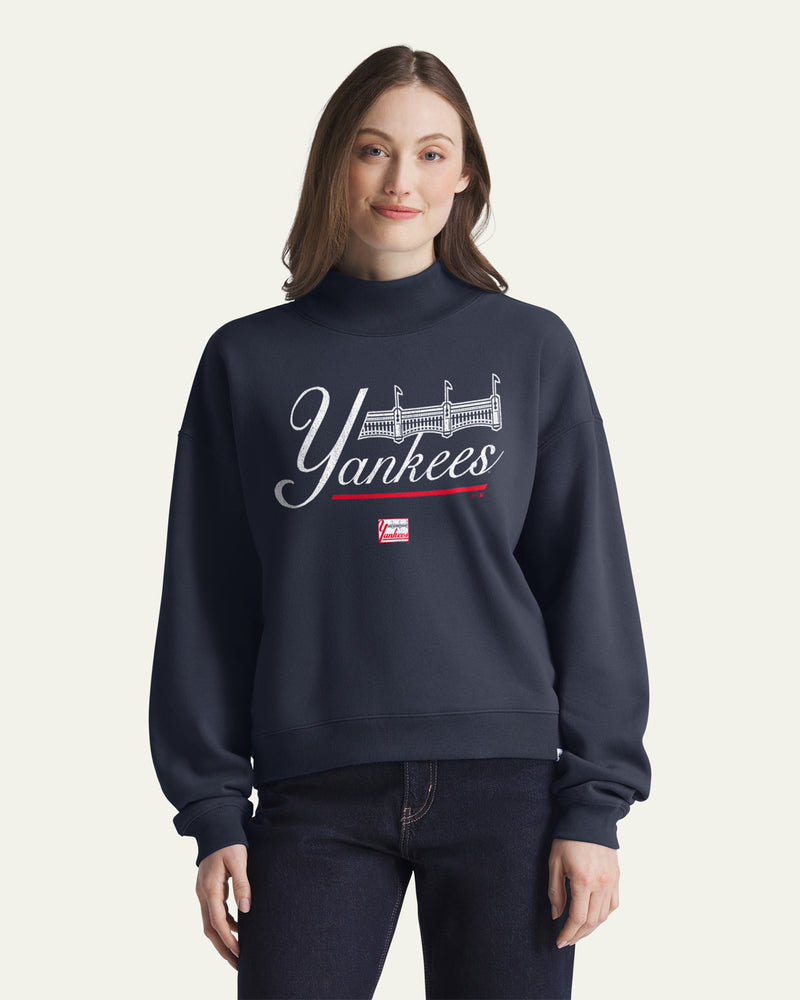 NEW YORK YANKEES COOPERSTOWN VARSITY HOUSE '47 WOMEN'S MOCK NECK PULLOVER