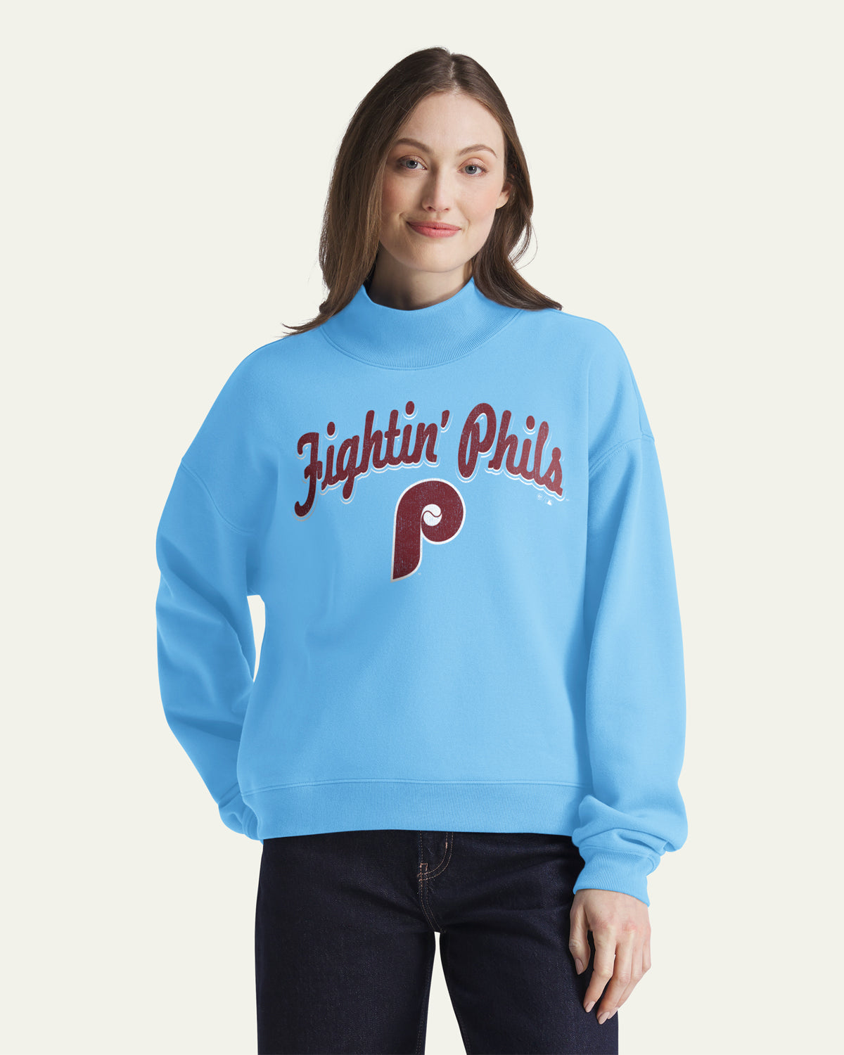 PHILADELPHIA PHILLIES COOPERST VARSITY HOUSE '47 WOMEN'S MOCK NECK PULLOVER