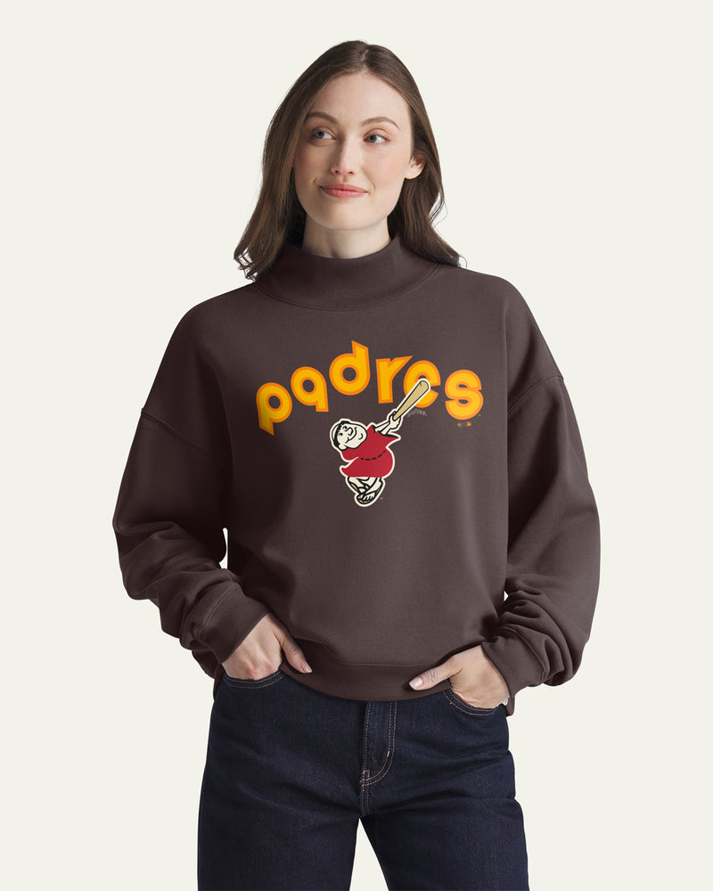 SAN DIEGO PADRES COOPERSTOWN VARSITY HOUSE '47 WOMEN'S MOCK NECK PULLOVER
