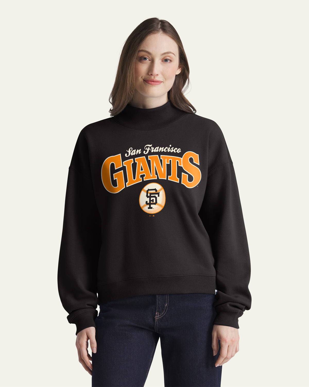 SAN FRANCISCO GIANTS COOPERSTOWN VARSITY HOUSE '47 MOCK NECK PULLOVER WOMENS