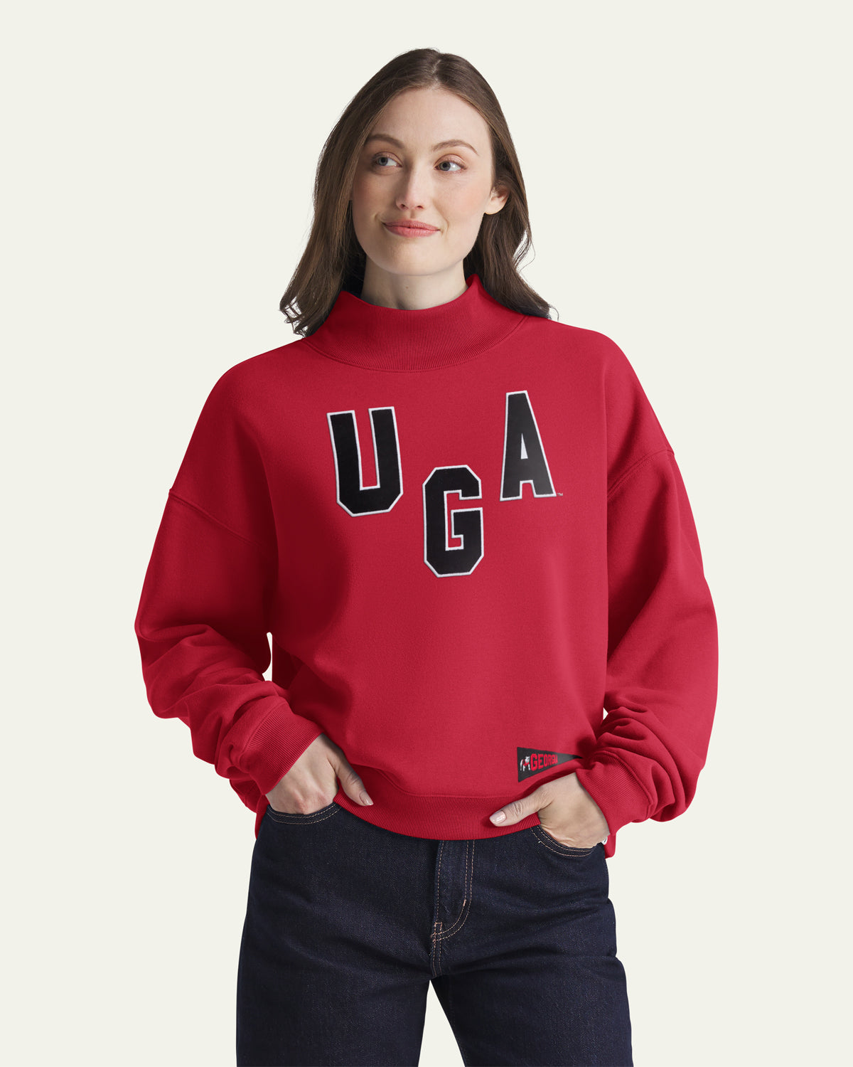 GEORGIA BULLDOGS VINTAGE VARSITY HOUSE '47 WOMEN'S MOCK NECK PULLOVER