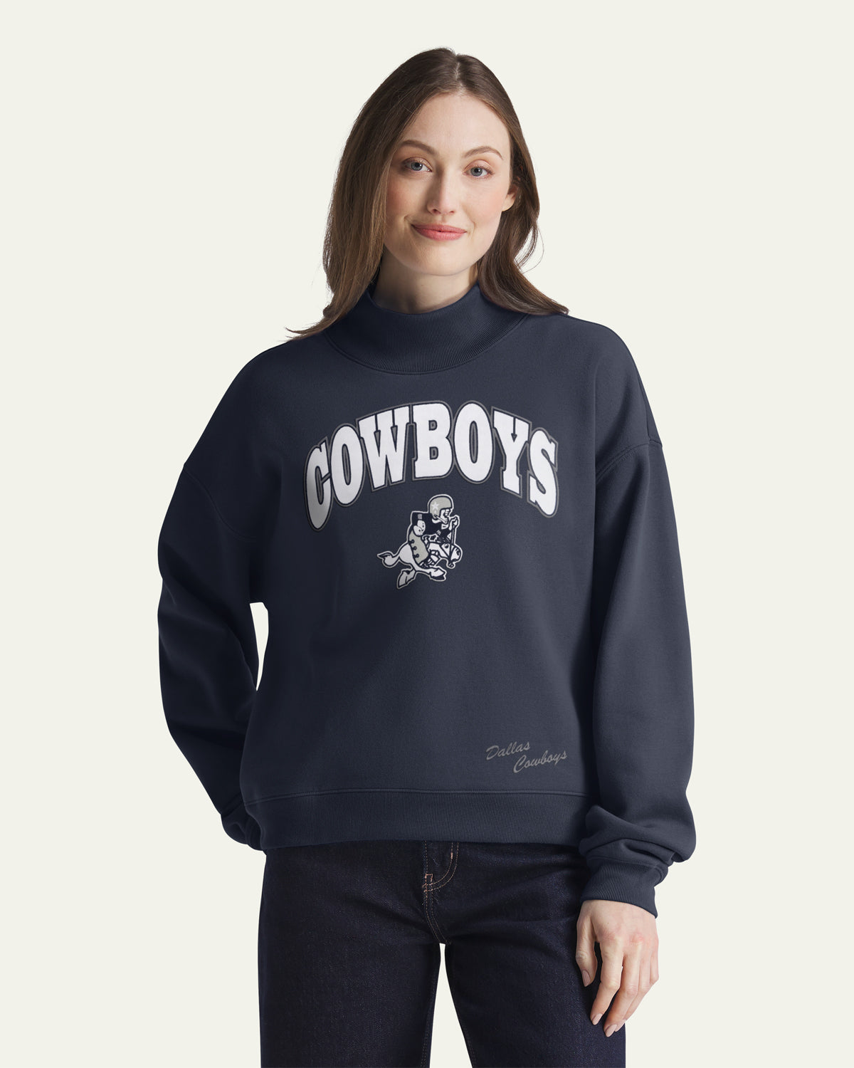 DALLAS COWBOYS HISTORIC VARSITY HOUSE '47 WOMEN'S MOCK NECK PULLOVER