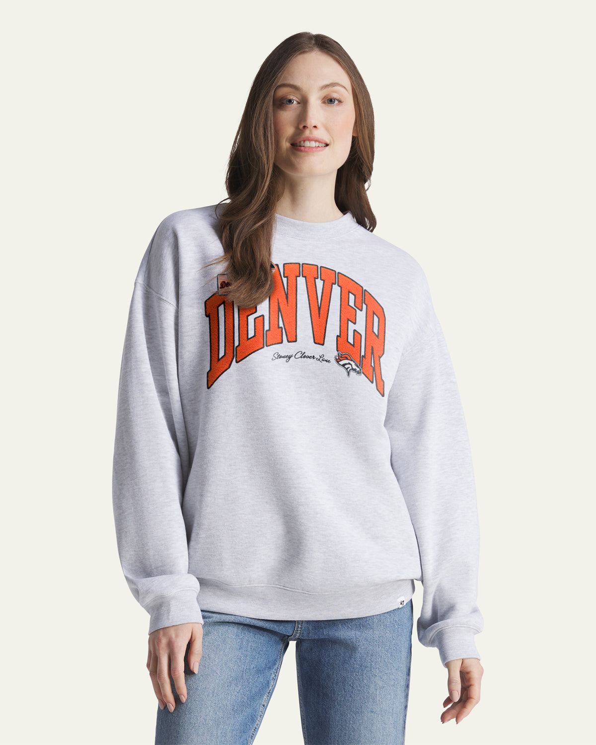 DENVER BRONCOS STONEY CLOVER LANE X '47 WOMEN'S OVERSIZED CREW