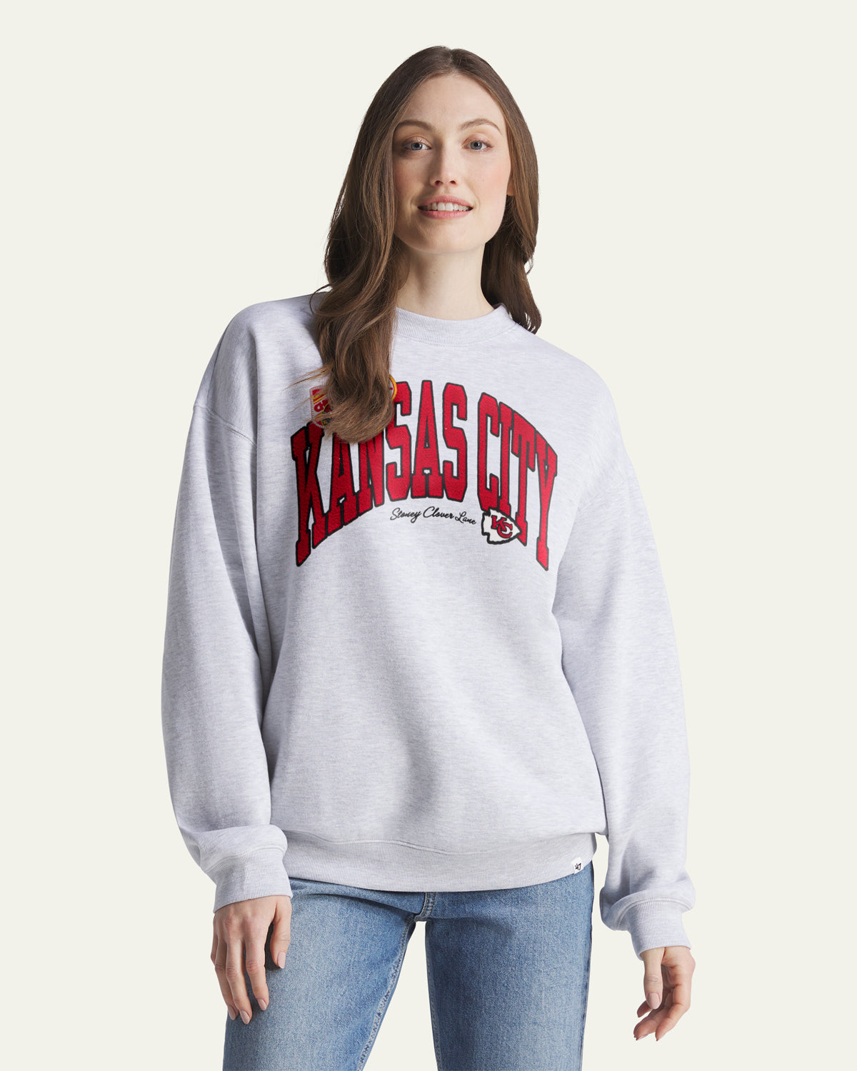 KANSAS CITY CHIEFS STONEY CLOVER LANE X '47 WOMEN'S OVERSIZED CREW
