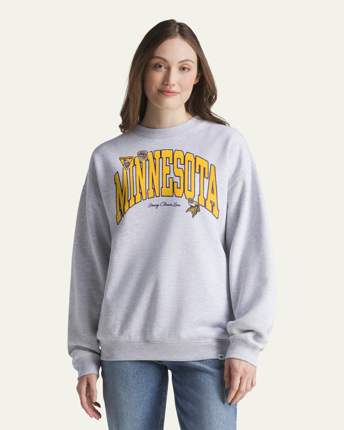 MINNESOTA VIKINGS STONEY CLOVER LANE X '47 WOMEN'S OVERSIZED CREW