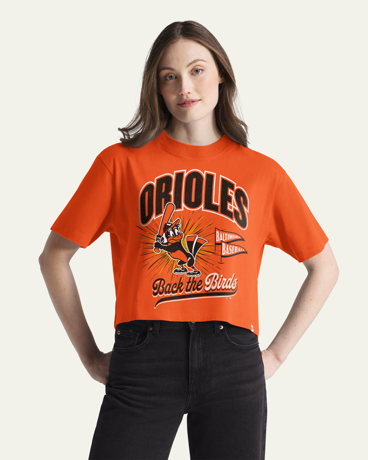 BALTIMORE ORIOLES COOPERSTOWN VARSITY HOUSE '47 WOMEN'S REED CITY TEE