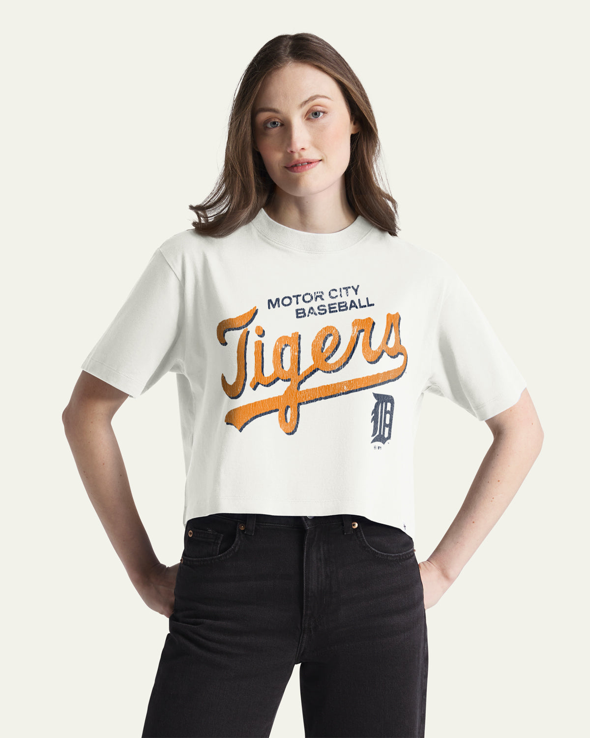 DETROIT TIGERS COOPERSTOWN VARSITY HOUSE '47 WOMEN'S REED CITY TEE