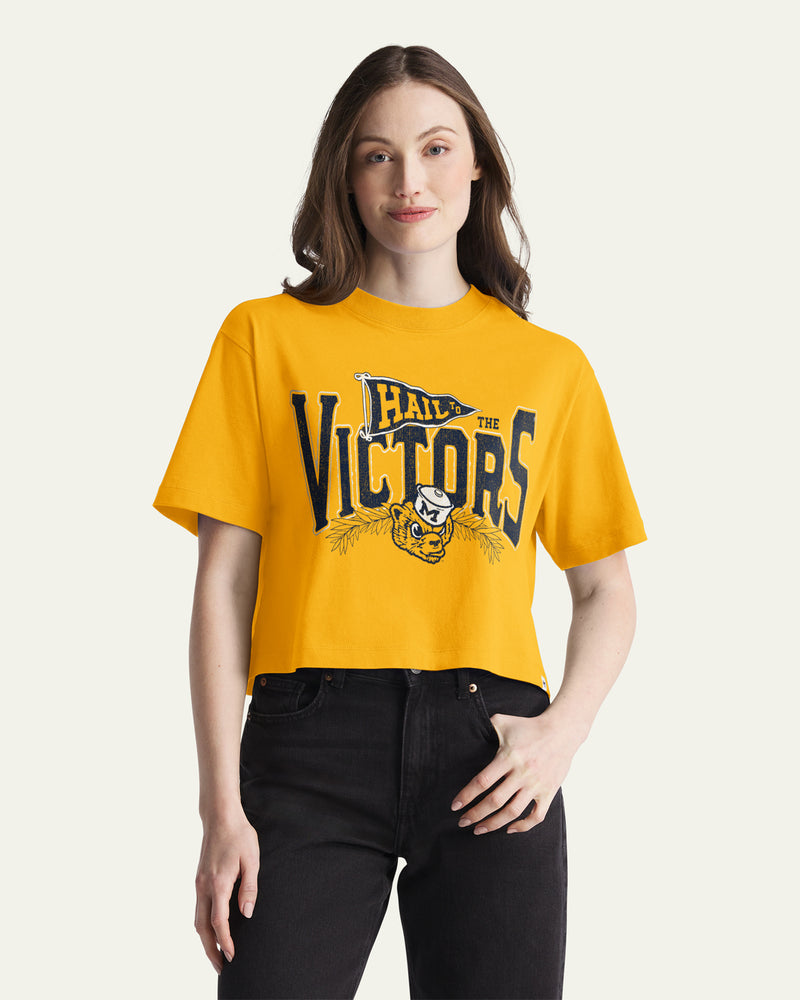 MICHIGAN WOLVERINES VINTAGE VARSITY HOUSE '47 WOMEN'S REED CITY TEE