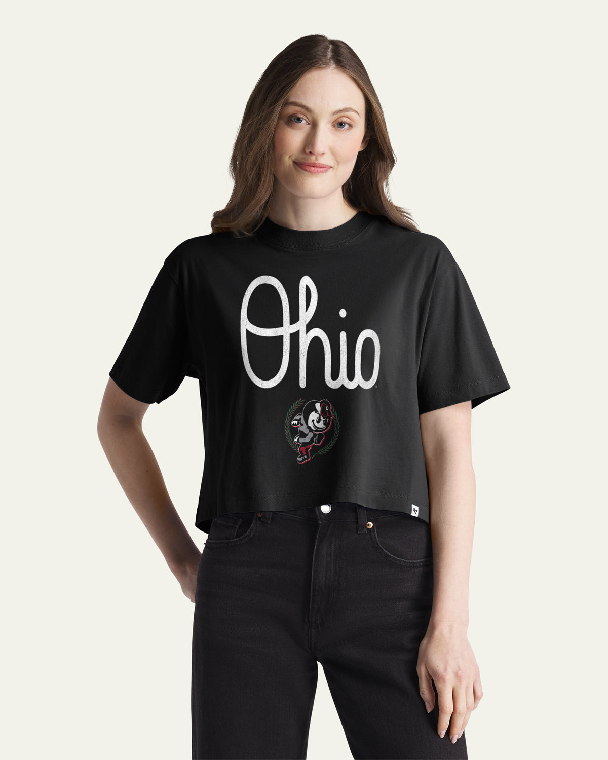 OHIO STATE BUCKEYES VINTAGE VARSITY HOUSE '47 WOMEN'S REED CITY TEE