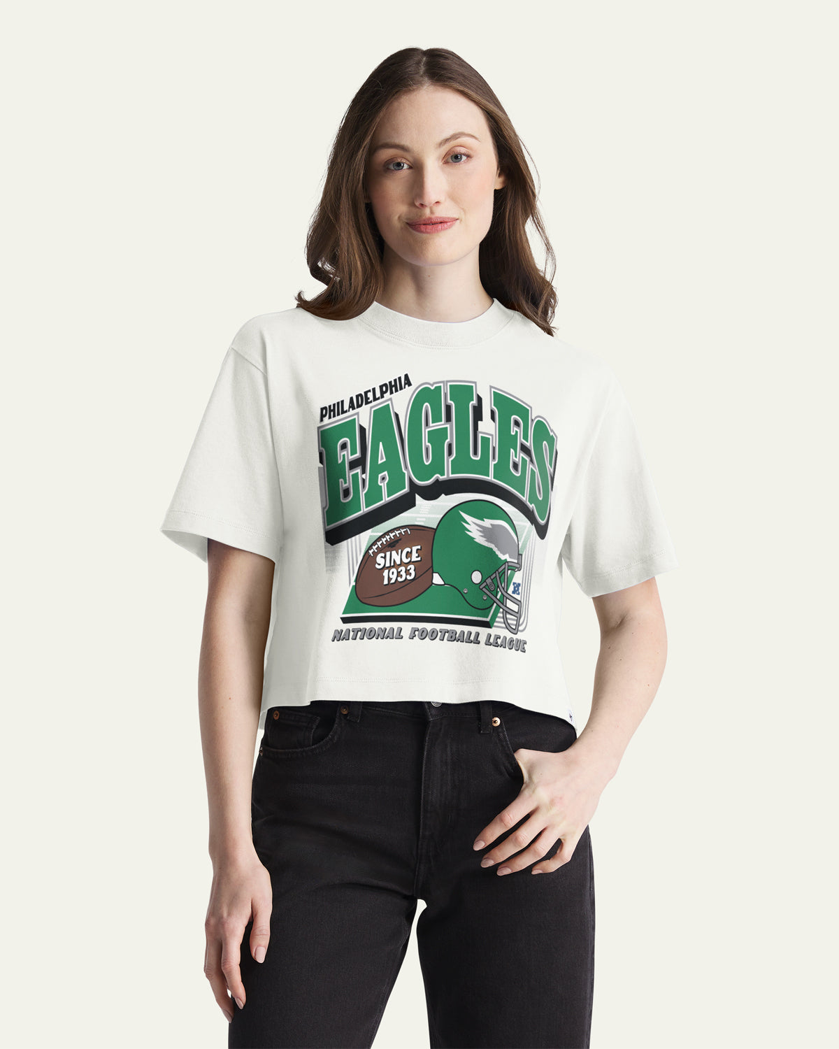 PHILADELPHIA EAGLES HISTORIC VARSITY HOUSE '47 WOMEN'S REED CITY TEE