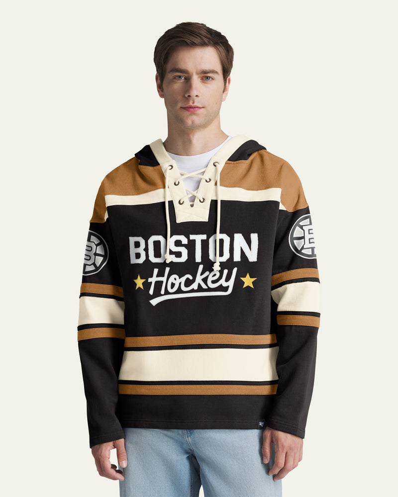 BOSTON BRUINS BLOCK SCRIPT SUPERIOR '47 LACER HOOD