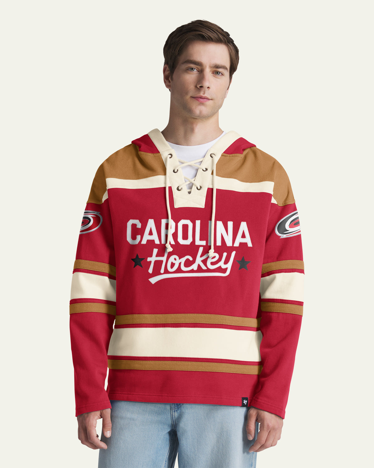 CAROLINA HURRICANES BLOCK SCRIPT SUPERIOR '47 LACER HOOD