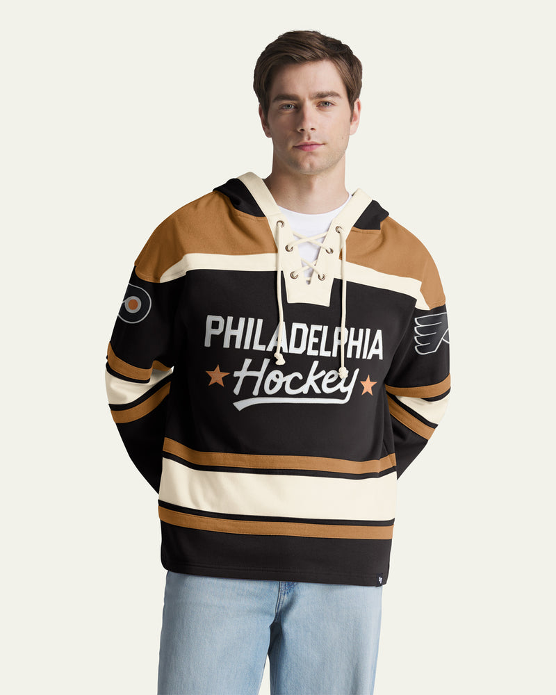 PHILADELPHIA FLYERS BLOCK SCRIPT SUPERIOR '47 LACER HOOD