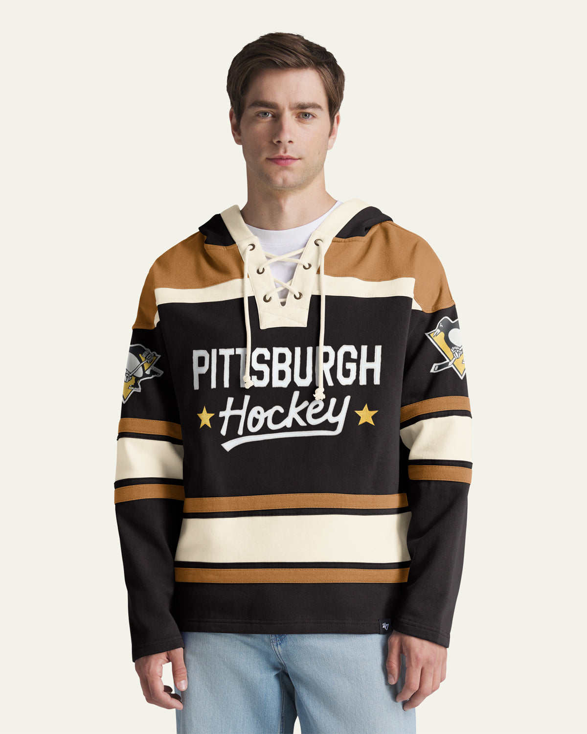 PITTSBURGH PENGUINS BLOCK SCRIPT SUPERIOR '47 LACER HOOD