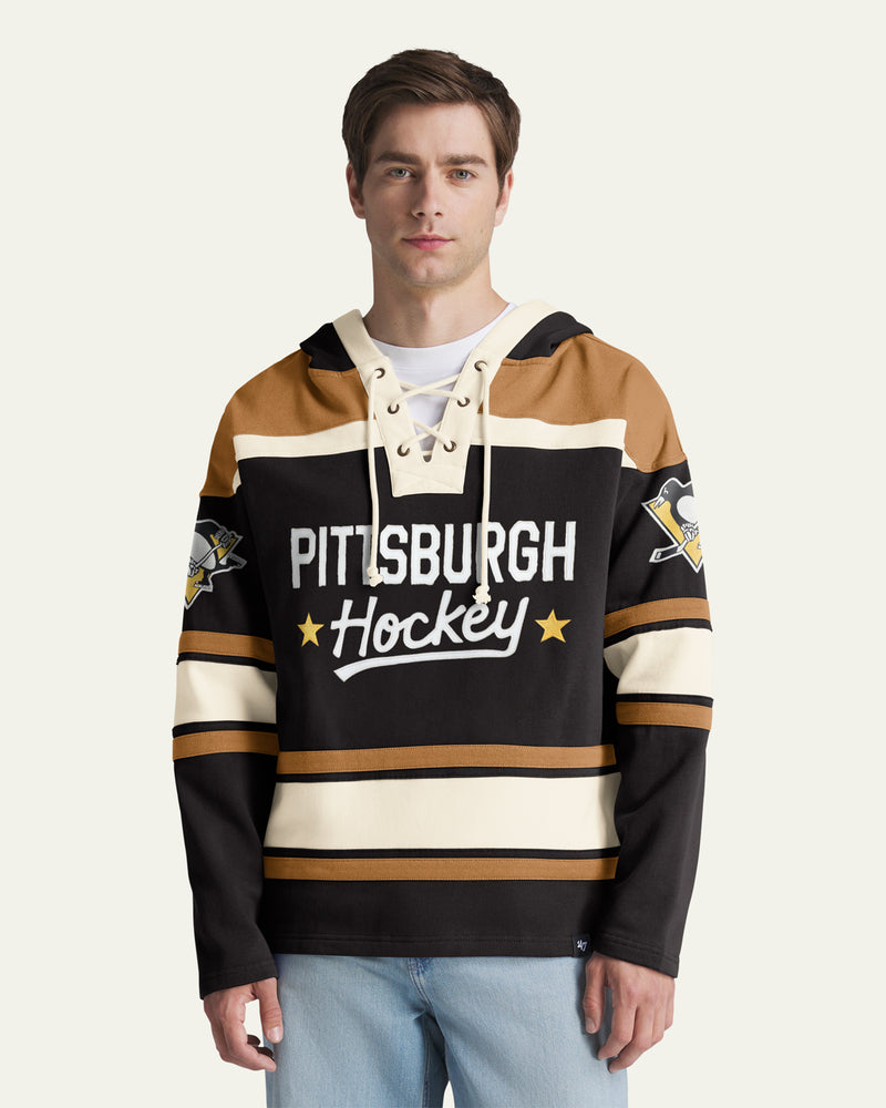 PITTSBURGH PENGUINS BLOCK SCRIPT SUPERIOR '47 LACER HOOD