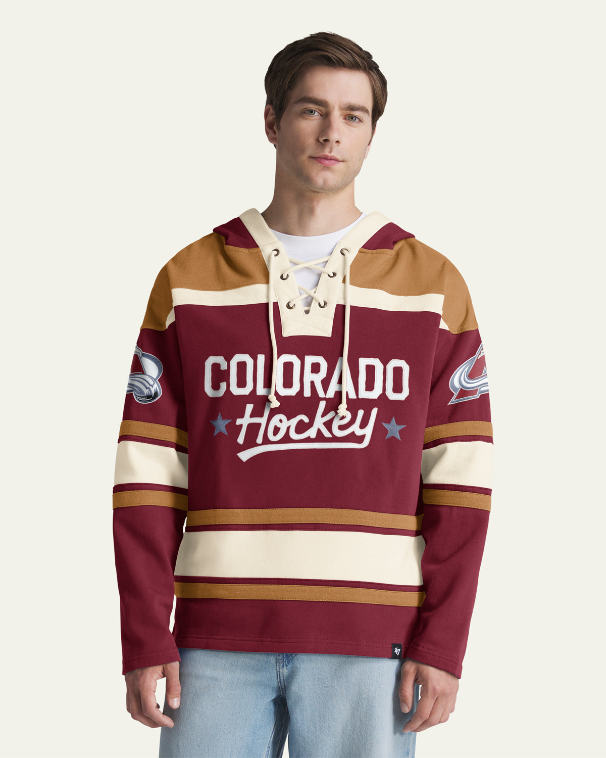 COLORADO AVALANCHE BLOCK SCRIPT SUPERIOR '47 LACER HOOD