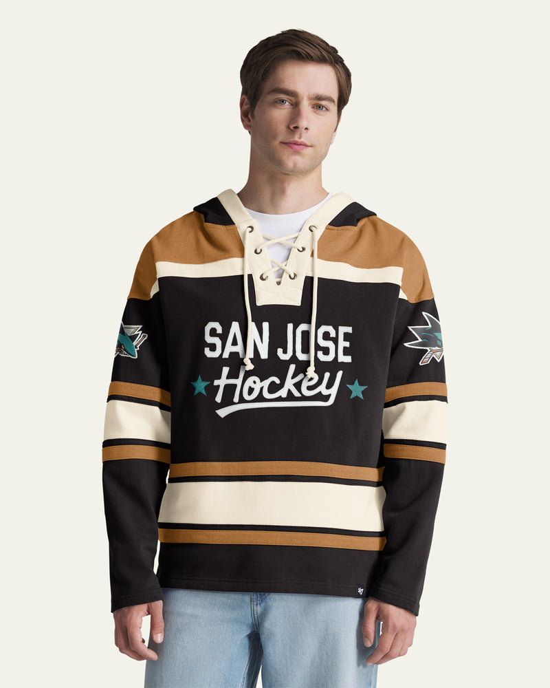 SAN JOSE SHARKS BLOCK SCRIPT SUPERIOR '47 LACER HOOD
