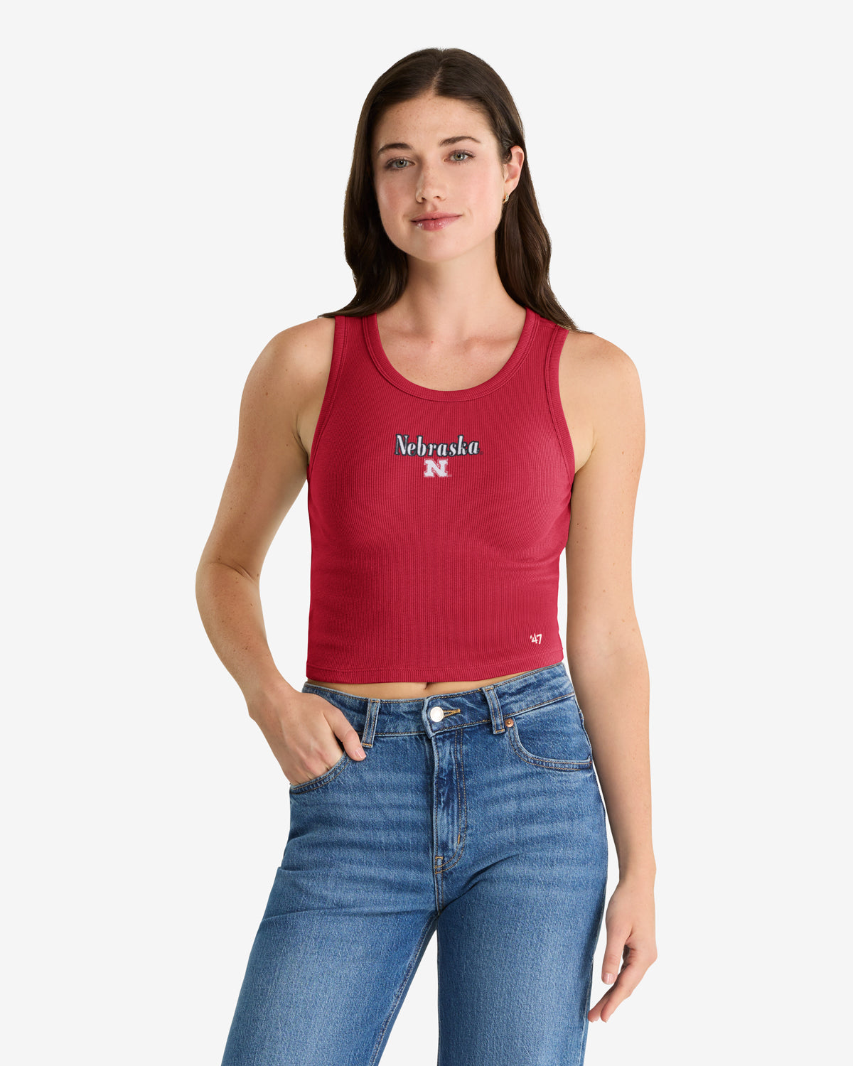 NEBRASKA CORNHUSKERS STRAIGHT CUT '47 BABY RIB TANK WOMENS