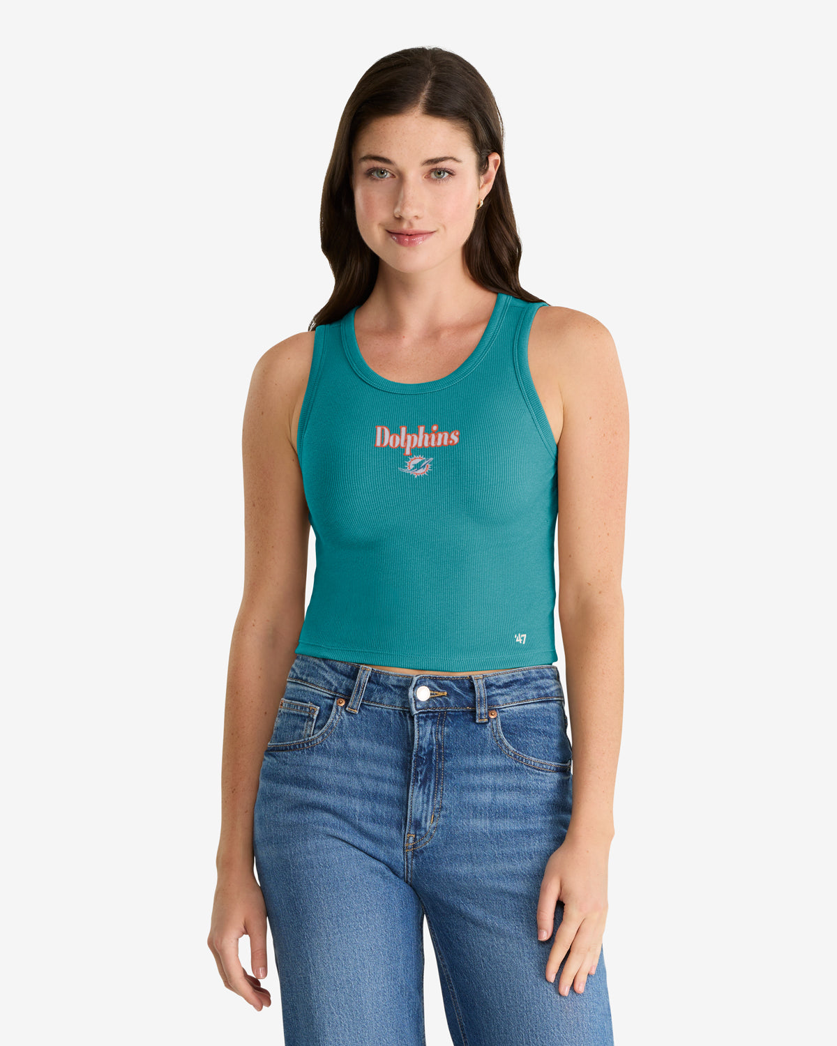 MIAMI DOLPHINS STRAIGHT CUT '47 BABY RIB TANK WOMENS