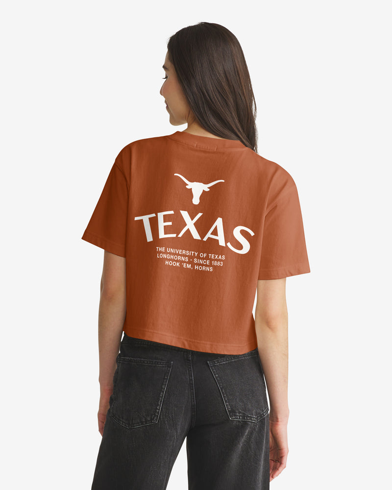 TEXAS LONGHORNS HADRIAN '47 FOUNDATION CROP TEE WOMENS