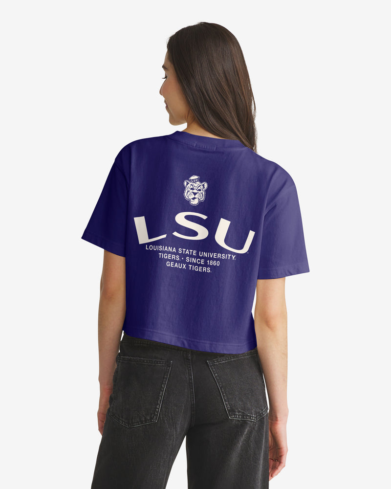 LOUISIANA STATE TIGERS LSU VINTAGE HADRIAN '47 FOUNDATION CROP TEE WOMENS