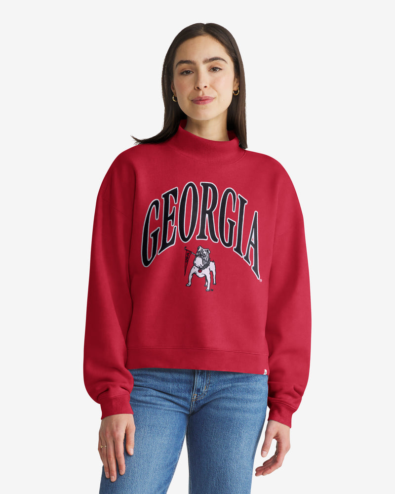 GEORGIA BULLDOGS VINTAGE VANTAGE '47 WOMEN'S MOCK NECK PULLOVER