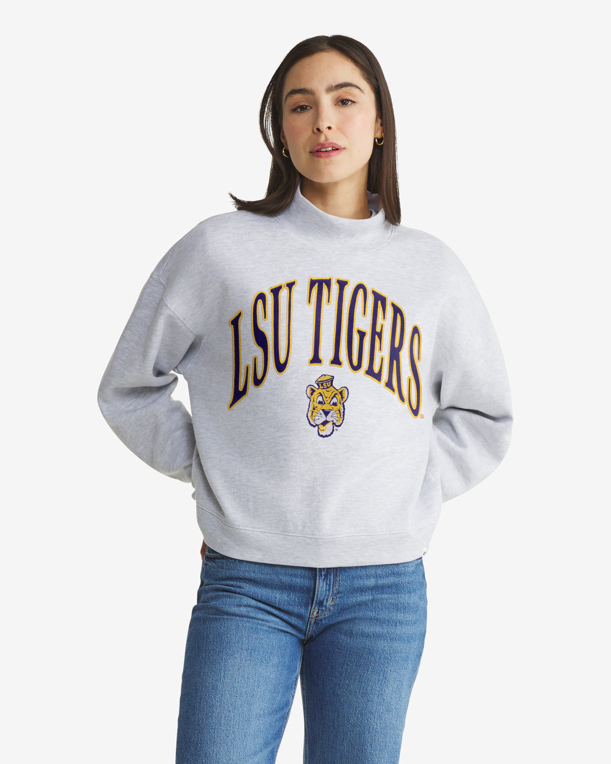 LOUISIANA STATE TIGERS LSU VINTAGE VANTAGE '47 WOMEN'S MOCK NECK PULLOVER