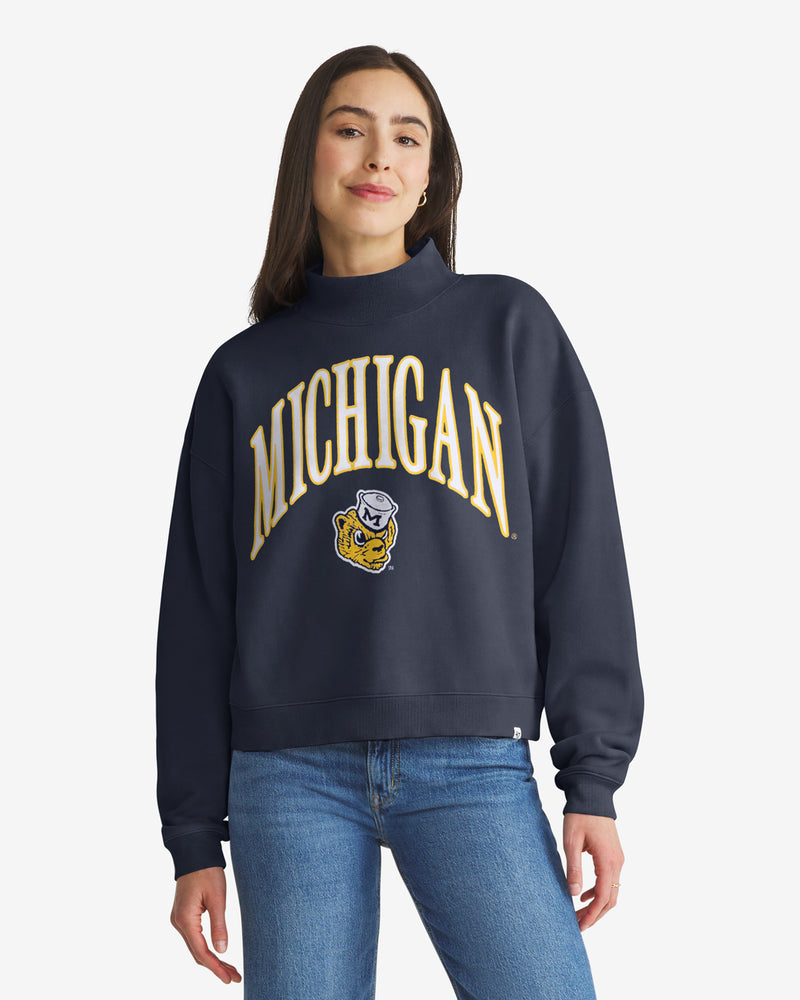 MICHIGAN WOLVERINES VINTAGE VANTAGE '47 MOCK NECK WOMENS