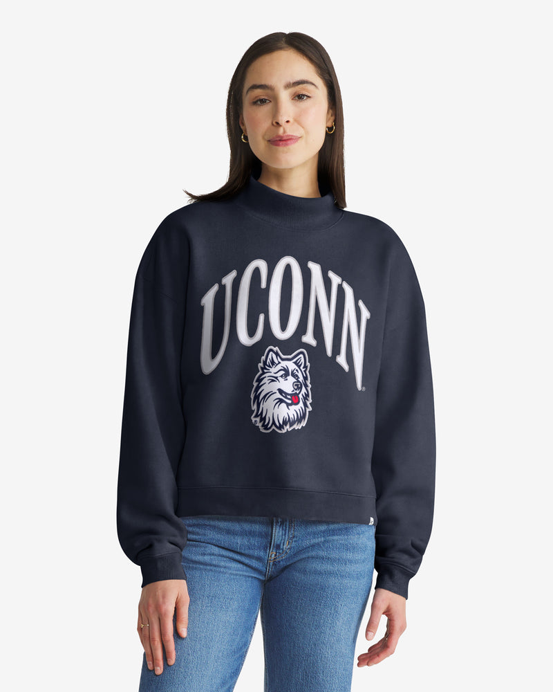 CONNECTICUT HUSKIES UCONN VINTAGE VANTAGE '47 WOMEN'S MOCK NECK PULLOVER
