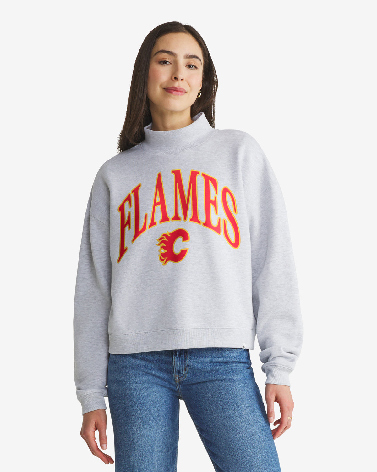 CALGARY FLAMES VINTAGE VANTAGE '47 WOMEN'S MOCK NECK PULLOVER