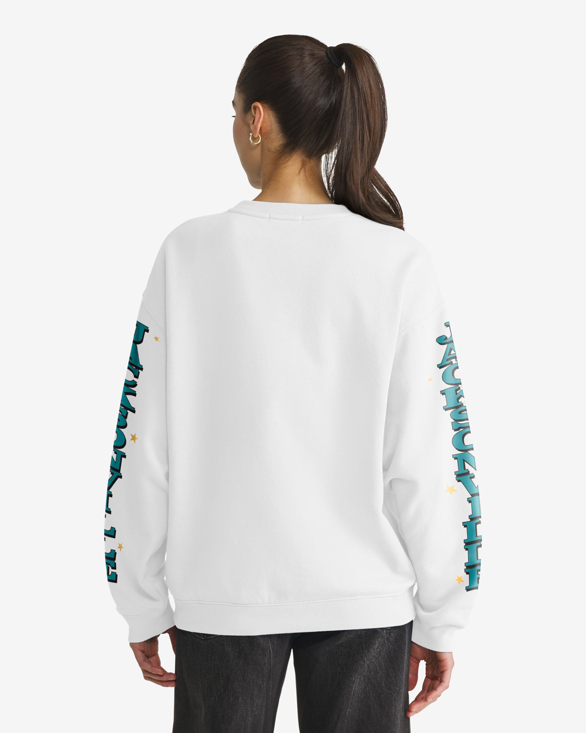 JACKSONVILLE JAGUARS THUNDEROUS '47 WOMEN'S OVERSIZED CREW - White