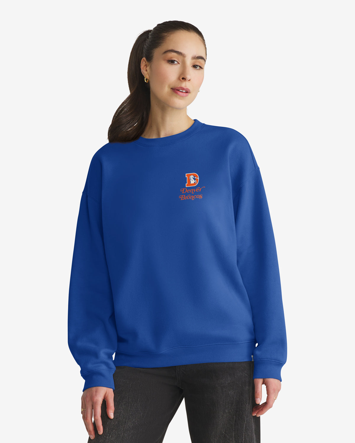 DENVER BRONCOS HISTORIC SHOUT IT OUT '47 OVERSIZED CREW WOMENS