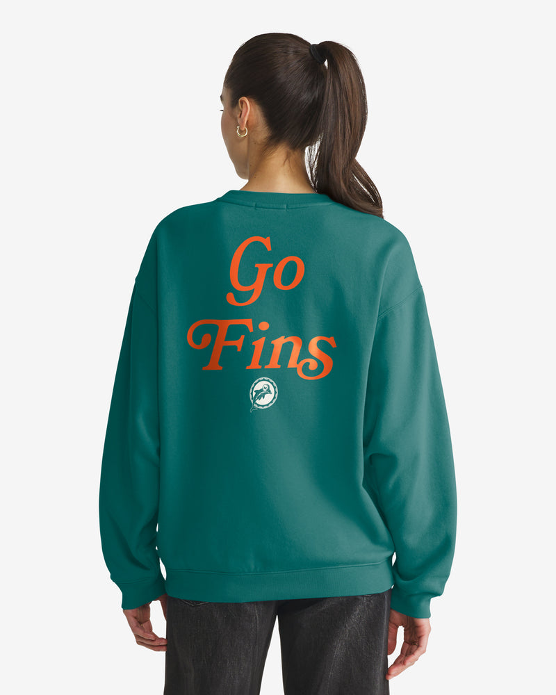 Miami Dolphins Historic Shout It Out '47 Oversized Crew Women's