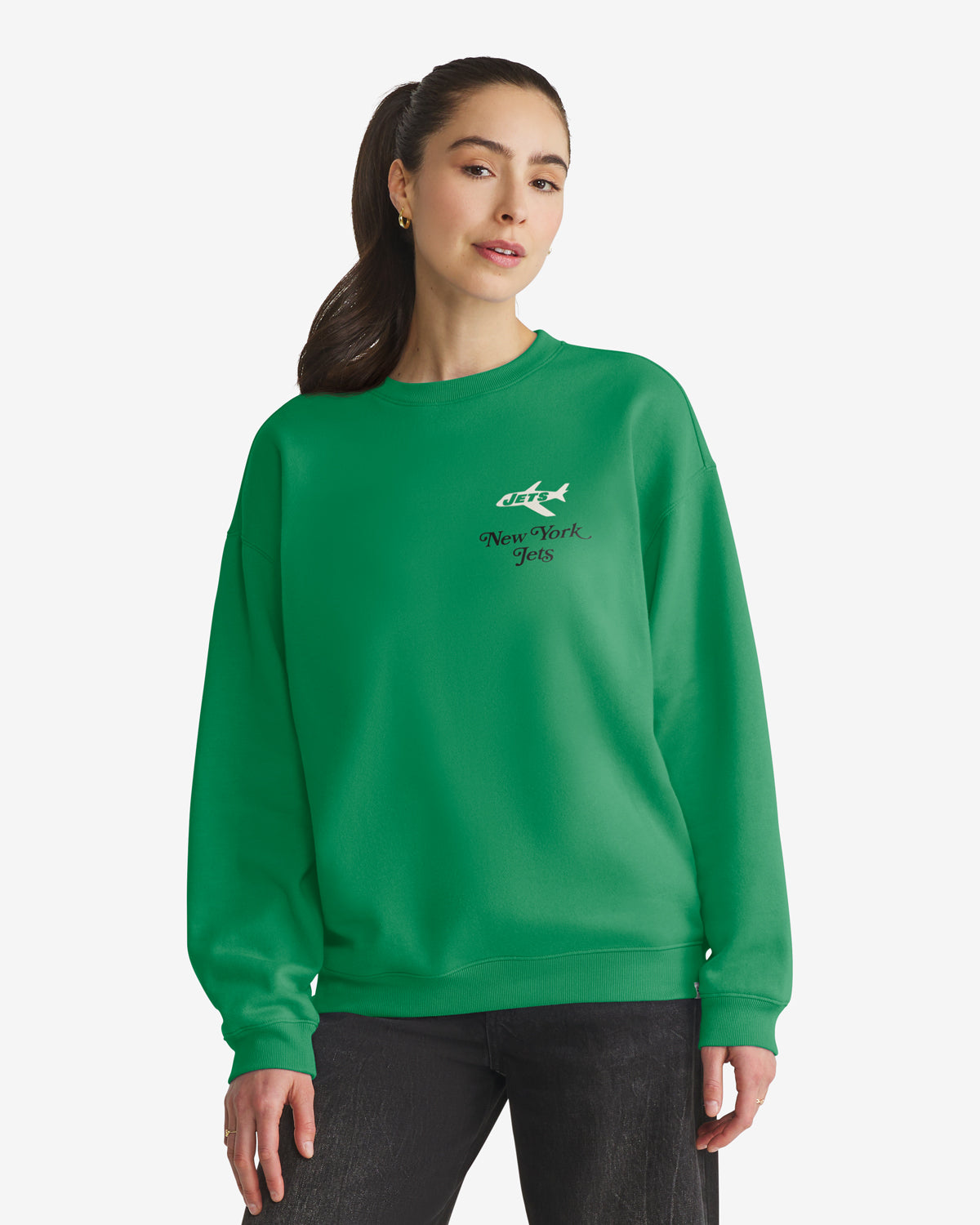 NEW YORK JETS HISTORIC SHOUT IT OUT '47 OVERSIZED CREW WOMENS