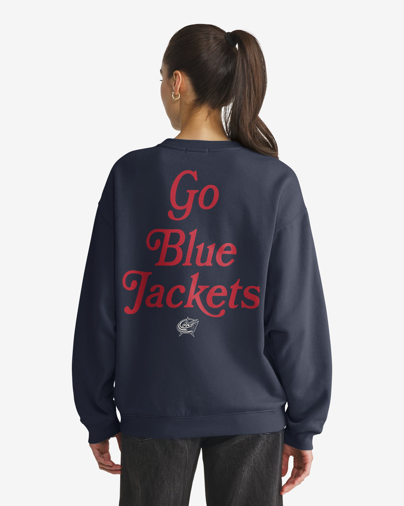 COLUMBUS BLUE JACKETS SHOUT IT OUT '47 WOMEN'S OVERSIZED CREW
