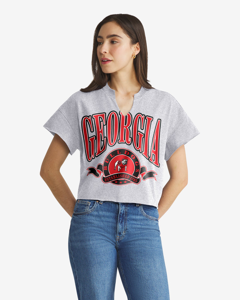 GEORGIA BULLDOGS BANNERS OUT '47 OVERSIZED NOTCH NECK TEE WOMENS