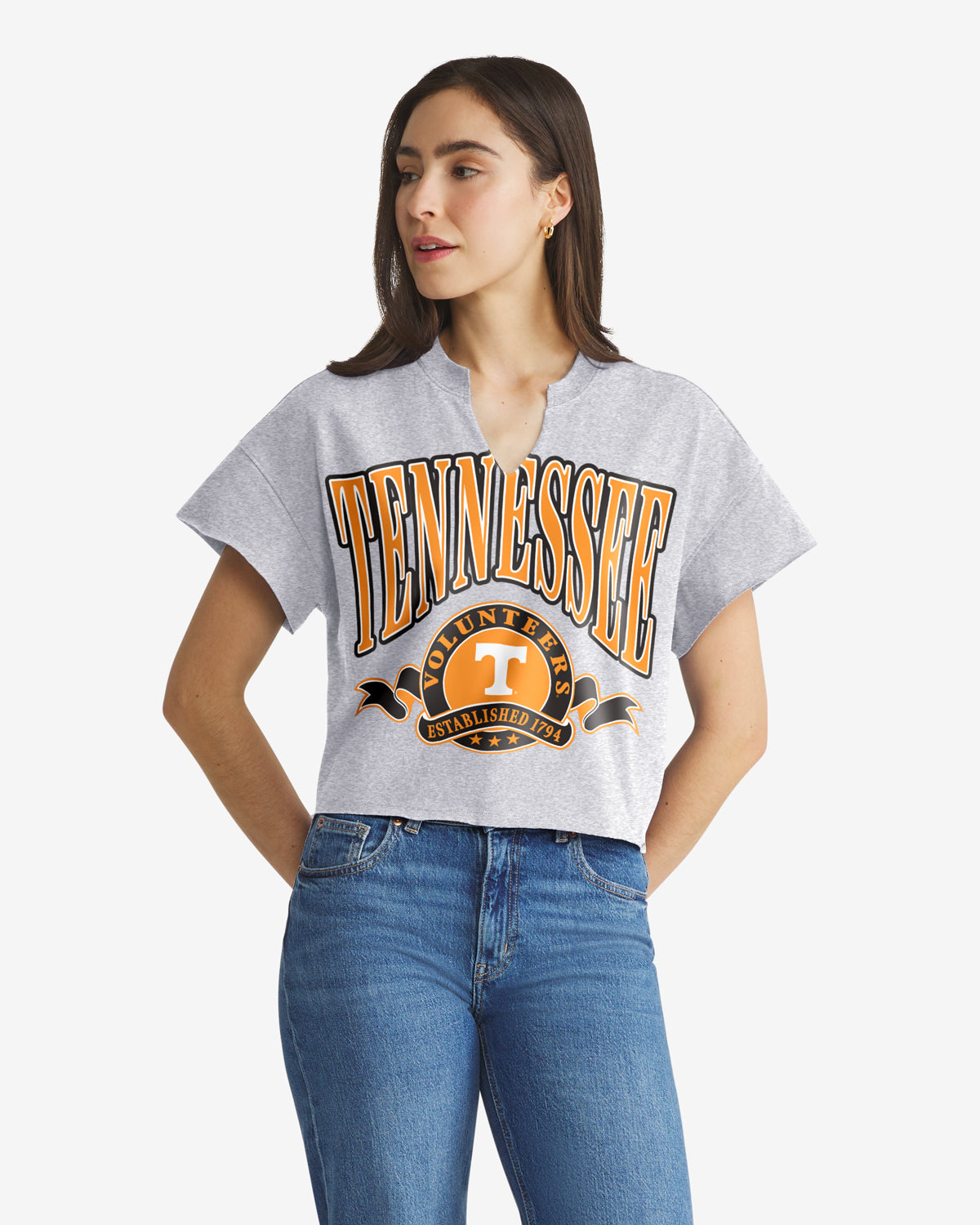 TENNESSEE VOLUNTEERS BANNERS OUT '47 OVERSIZED NOTCH NECK TEE WOMENS